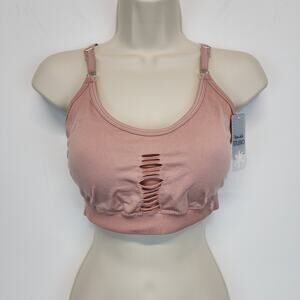 Splendid Cami Seamless Sports Bra Size S Mauve Ripped Wireless Yoga Athletic